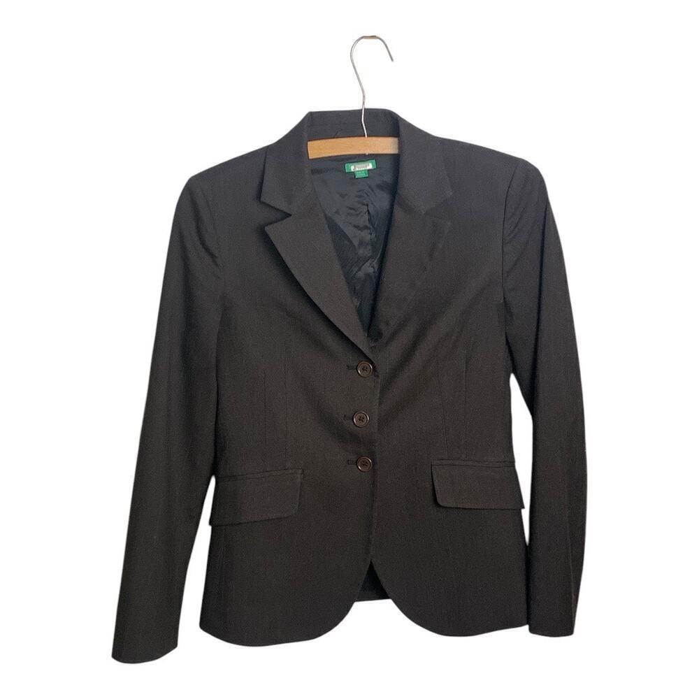 United Colors of Benetton Brown Pinstripe Blazer Size 4 professional office chic